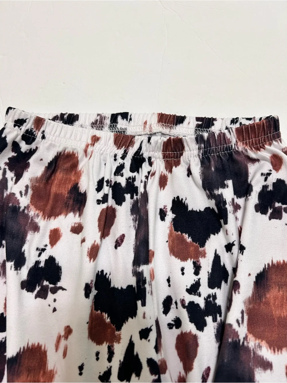Cow print flare pants girls pants set size 7/8 NWT